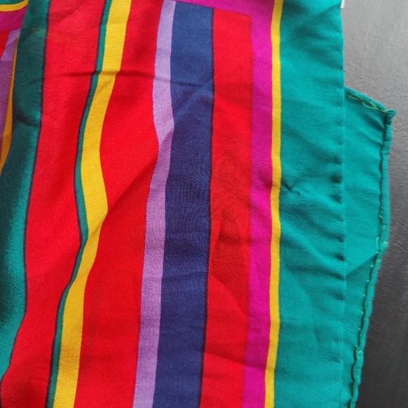 Vintage Liz Claiborne Silk Scarf 🧣 Navy Blue, Emerald Green & stripes - Picture 6 of 7